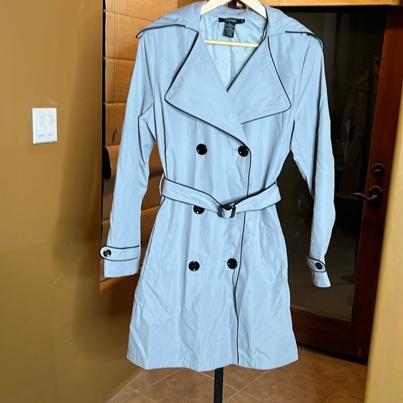 Vertigo Paris Dove Gray Double Breasted Lined Trench Coat Size Large - Picture 2 of 9